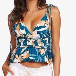 NWOT Roxy Teal Blossom Tank Top Size L/12